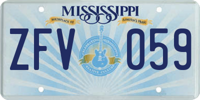 MS license plate ZFV059