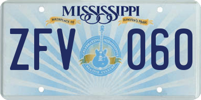 MS license plate ZFV060