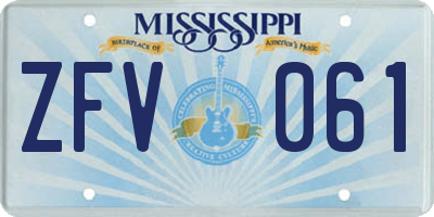 MS license plate ZFV061