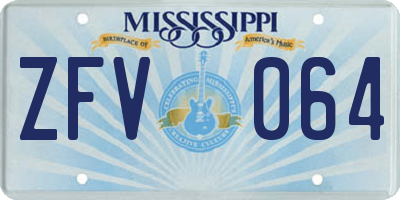 MS license plate ZFV064