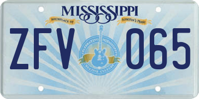 MS license plate ZFV065