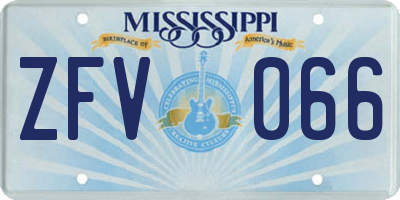 MS license plate ZFV066
