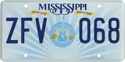 MS license plate ZFV068