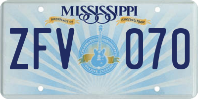 MS license plate ZFV070