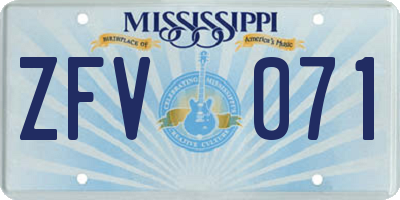 MS license plate ZFV071