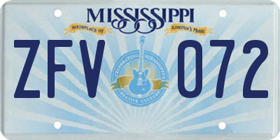 MS license plate ZFV072
