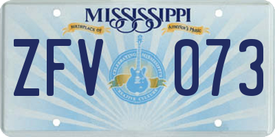 MS license plate ZFV073