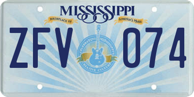 MS license plate ZFV074