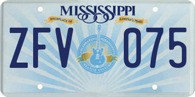 MS license plate ZFV075