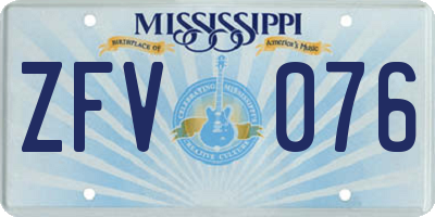 MS license plate ZFV076