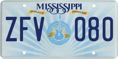 MS license plate ZFV080