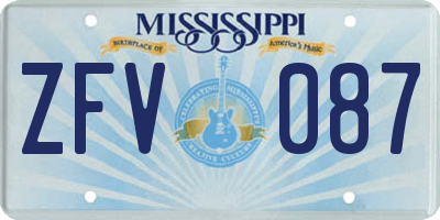MS license plate ZFV087