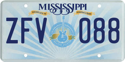 MS license plate ZFV088