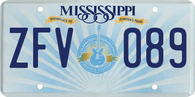 MS license plate ZFV089