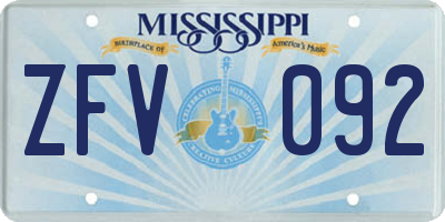 MS license plate ZFV092