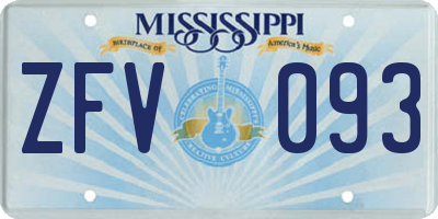MS license plate ZFV093