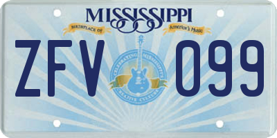 MS license plate ZFV099