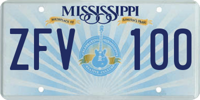 MS license plate ZFV100