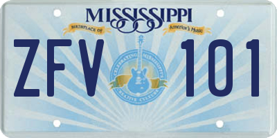 MS license plate ZFV101