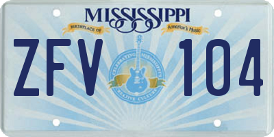 MS license plate ZFV104