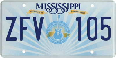 MS license plate ZFV105