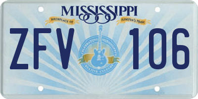 MS license plate ZFV106