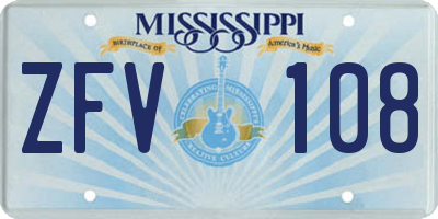 MS license plate ZFV108
