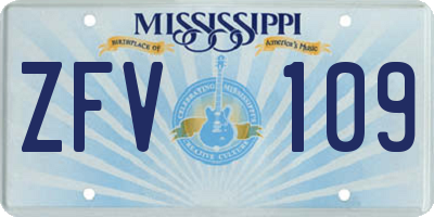 MS license plate ZFV109