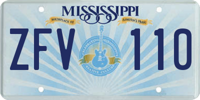 MS license plate ZFV110