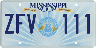 MS license plate ZFV111