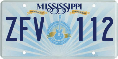 MS license plate ZFV112