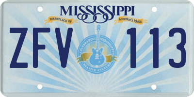 MS license plate ZFV113