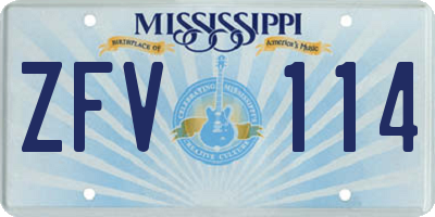 MS license plate ZFV114