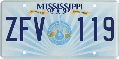MS license plate ZFV119