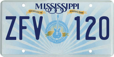 MS license plate ZFV120