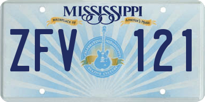 MS license plate ZFV121