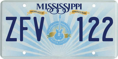 MS license plate ZFV122