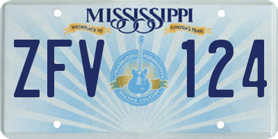 MS license plate ZFV124