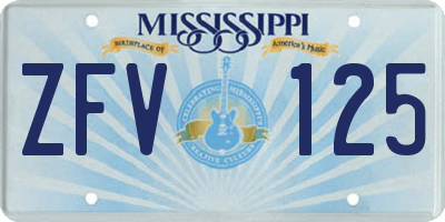 MS license plate ZFV125