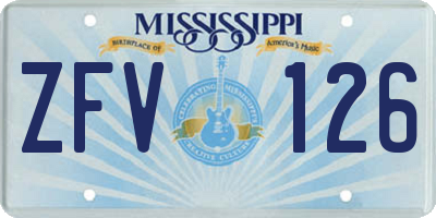 MS license plate ZFV126