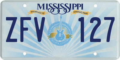 MS license plate ZFV127
