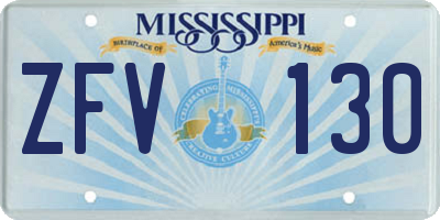 MS license plate ZFV130