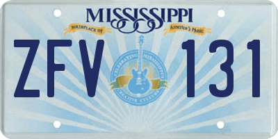 MS license plate ZFV131