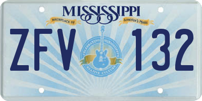 MS license plate ZFV132