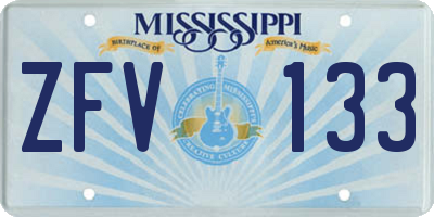 MS license plate ZFV133