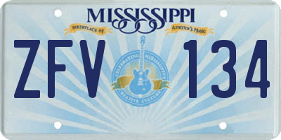 MS license plate ZFV134
