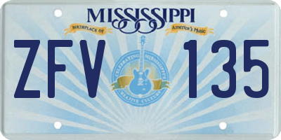 MS license plate ZFV135