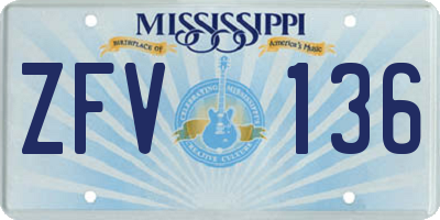 MS license plate ZFV136