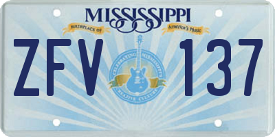 MS license plate ZFV137