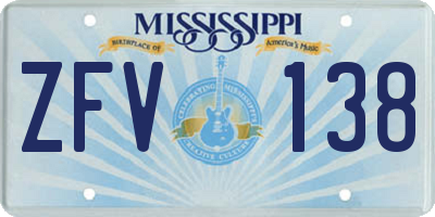 MS license plate ZFV138